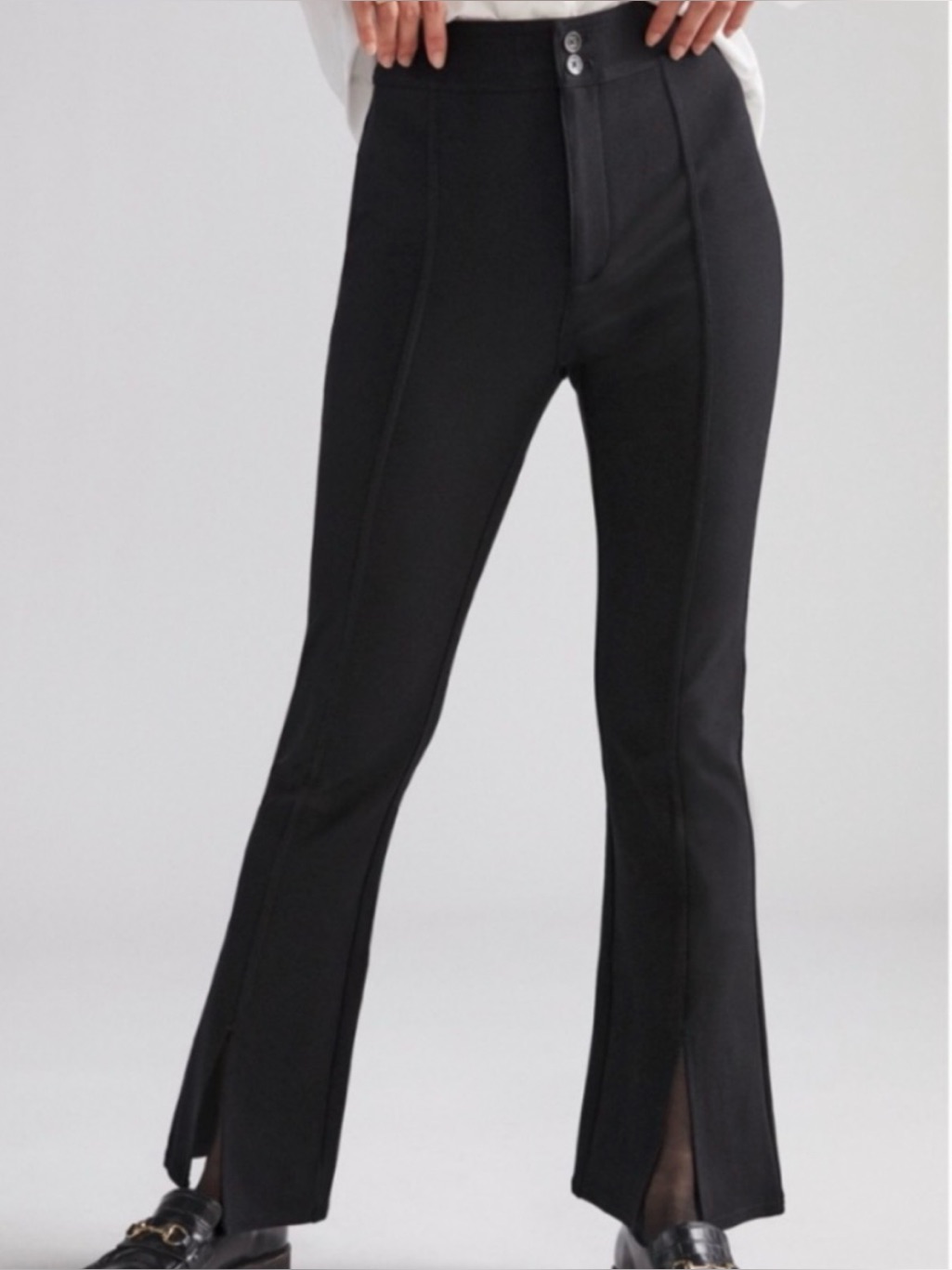 Anthropologie Maeve Slit-Front Flared Ponte Pants Black Size 4p